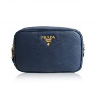 Prada Contenitore Baltico Blue Vitello Daino Leather Vanity Case 1ND007