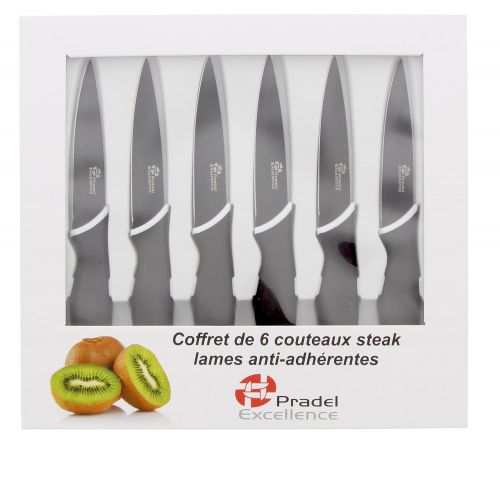  Pradel Excellence CC006N Kasten mit 6 Antihaft-Steakmessern aus rostfreiem Edelstahl, Anisfarben