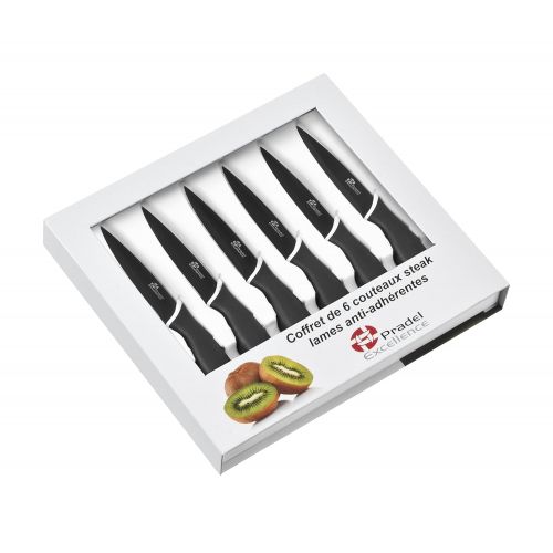  Pradel Excellence CC006N Kasten mit 6 Antihaft-Steakmessern aus rostfreiem Edelstahl, Anisfarben