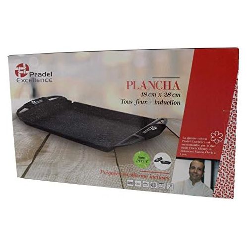  Pradel Excellence 52402M Plancha-Grillplatte in Stein-Optik, 48 x 28 x 4,7 cm