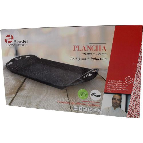  Pradel Excellence 52402M Plancha-Grillplatte in Stein-Optik, 48 x 28 x 4,7 cm