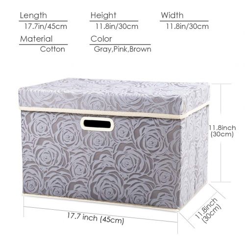  Prandom Large Foldable Storage Bins with Lids [3-Pack] Fabric Decorative Storage Box Cubes Organizer Containers Baskets with Cover Handles Removable Divider for Home Bedroom Closet Nursery