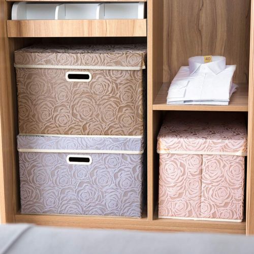  Prandom Large Foldable Storage Bins with Lids [3-Pack] Fabric Decorative Storage Box Cubes Organizer Containers Baskets with Cover Handles Removable Divider for Home Bedroom Closet Nursery