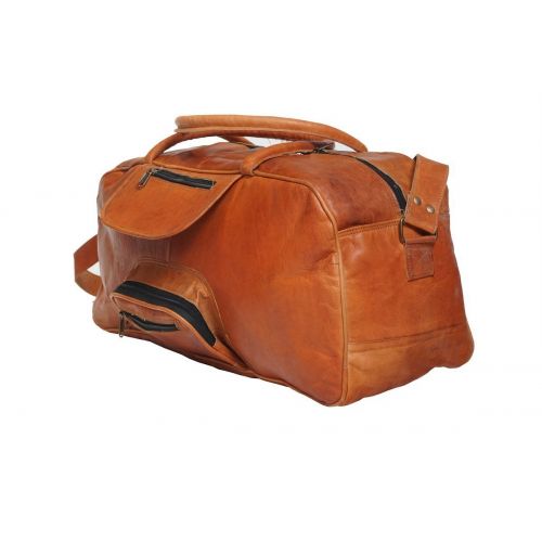  Pranjals House Duffel Bag 22 Travel Backpack Genuine Leather Vintage Handmade Bag (Style 1)