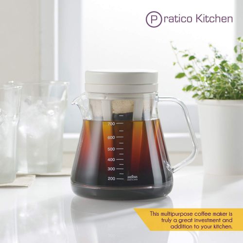  Pratico Kitchen Duet Drip Brew & Cold Brew Multipurpose Coffee Maker - Make Drip Coffee or Cold Brew