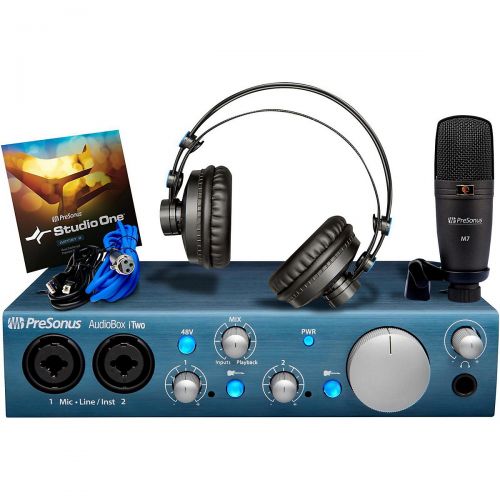  PreSonus},description:An excellent choices for mobile musicians, sound designers, and podcasters. The USB 2.0 bus-powered AudioBox iTwo provides high-quality audio IO for Mac, PC,