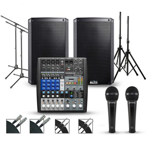  PreSonus Complete PA Package with PreSonus AR8 Mixer and Alto Truesonic 2 Series Speakers 15 Mains