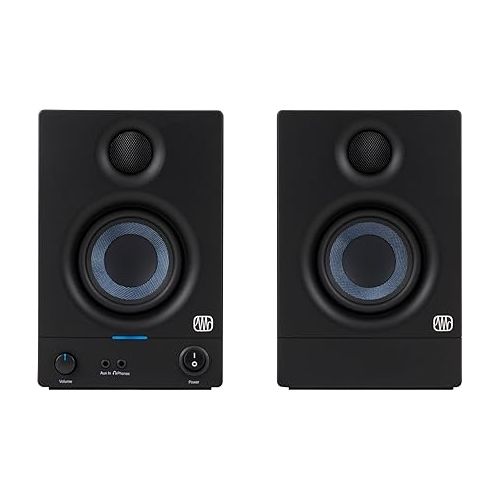  PreSonus Eris 3.5 3.5-Inch Low-Frequency Driver Media Reference Monitor with RF Interference with Pads and Stereo Breakout Cable Bundle