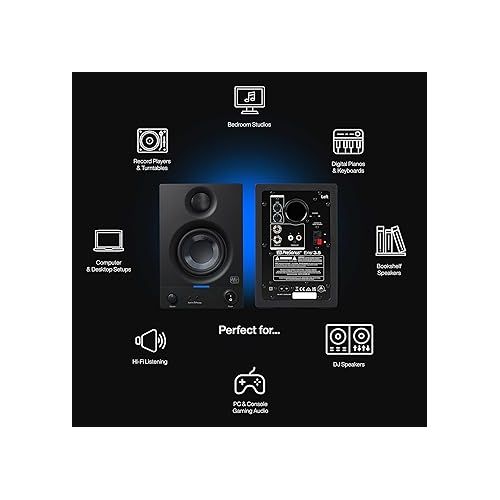  PreSonus Eris 3.5 Studio Monitors, Pair ? Powered, Active Monitor Speakers for Near Field Music Production, Desktop Computer, Hi-Fi Audio