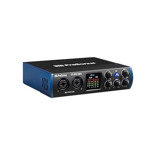  PreSonus Studio 24c 2x2 USB Type-C Audio/MIDI Interface Studio Bundle with Studio One Artist Software Pack