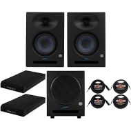 PreSonus Eris Studio 4 4.5-Inch Compact Active Studio Monitors with Acoustic Tuning Bundle with 1/4-Inch TRS Cables, 1/4-Inch TRS to XLR Male, Studio Subwoofer and Speakers Isolation Pads (8 Items)