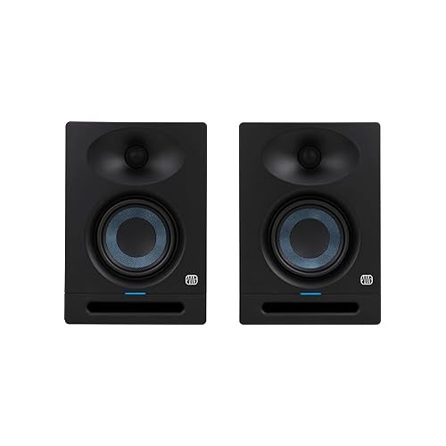  PreSonus Eris Studio 4 4.5-Inch Compact Active Studio Monitors with Acoustic Tuning Bundle with 1/4-Inch TRS Cables, 1/4-Inch TRS to XLR Male, Studio Subwoofer and Speakers Isolation Pads (8 Items)