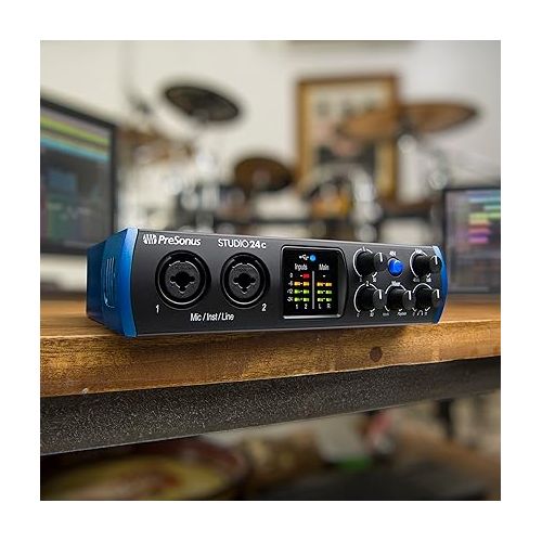  PreSonus Studio 24c 2x2, 192 kHz, USB Audio Interface with Studio One Artist and Ableton Live Lite DAW Recording Software