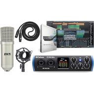PreSonus Studio 24c 2x2 USB Type-C Audio/MIDI Interface and Studio One Artist Software kit with Condenser Microphone Shockmount, and XLR Cable