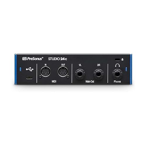 PreSonus Studio 24c 2x2 USB Type-C Audio/MIDI Interface and Studio One Artist Software kit with Condenser Microphone Shockmount, and XLR Cable