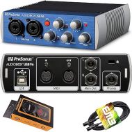 PreSonus AudioBox USB 96 USB Audio Interface 2-Channel 24-bit/96kHz USB 2.0 Recording with 2 Instrument/Microphone Preamps with Gravity Magnet Phone Holder and EMB XLR Bundle