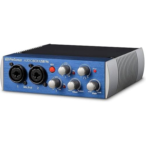  PreSonus AudioBox USB 96 USB Audio Interface 2-Channel 24-bit/96kHz USB 2.0 Recording with 2 Instrument/Microphone Preamps with Gravity Magnet Phone Holder and EMB XLR Bundle