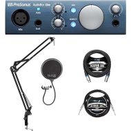 PreSonus AudioBox iOne 2x2 USB/iPad Audio Interface for Windows, Mac, and iOS Bundle with Blucoil Boom Arm Plus Pop Filter, 10-FT Balanced XLR Cable, and 10-FT Straight Instrument Cable (1/4in)