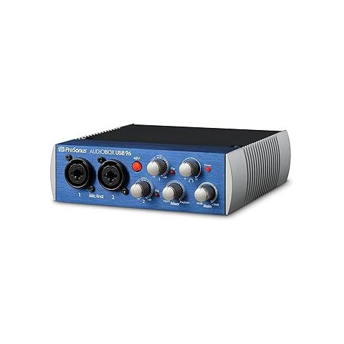  PreSonus AudioBox 96 Audio Interface Full Studio Kit with Studio One Artist Software Pack w/Atom Midi Production Pad Controller w/Mackie CR3-X Pair Studio Monitors & 1/4” Instrument Cables