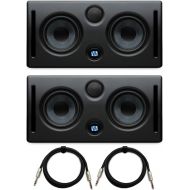 PreSonus Eris E44 MTM Dual Powered Studio Monitor (Pair) with Focus Camera by Kirlin 1/4 TRS to 1/4 Inch TRS Cable (6-Feet, 2-Pack) Bundle (4 Items)