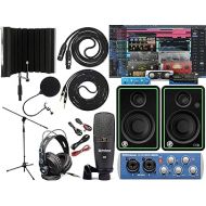 PreSonus AudioBox 96 Audio Interface Bundle with Studio One Artist Software Pack with Mackie CR3-X Pair Studio Monitors and 1/4” Instrument Cable and Microphone Isolation Shield