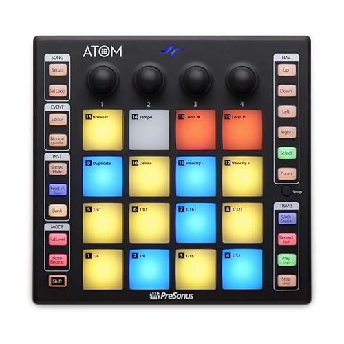  PreSonus ATOM MIDI, Audio, Portable Production and Performance Pad Controller w/Professional Studio Recording Headphones