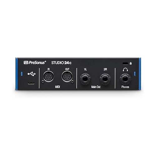  PreSonus Studio 24c 2x2 USB Type-C Audio/MIDI Interface with CR3-X Creative Reference Multimedia Monitors and 1/4” Instrument Cable and Microphone Isolation Shield