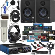 PreSonus Studio 24c 2x2 Audio/MIDI Interface with New Studio One Prime & Studio Magic Plug-in Suite Software, New Designed Eris 3.5 Monitors & Adjustable Boom Arm Kit + HD7 Headphones