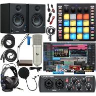 PreSonus AudioBox 96 Audio Interface Full Studio Bundle Includes Software Kit, ATOM MIDI Pad Controller, Eris 3.5 Pair Bluetooth Monitors, and Adjustable Suspension Boom Arm + HD7 Headphones