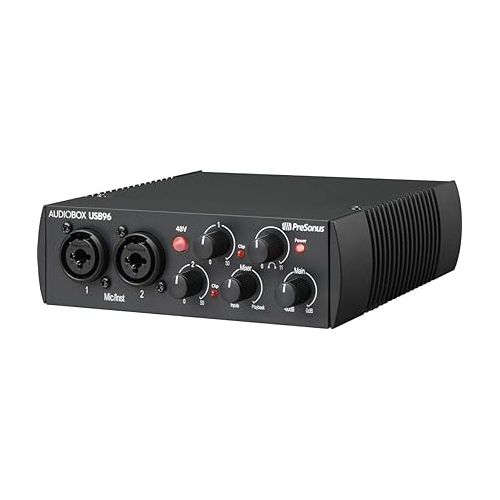  PreSonus AudioBox 96 Audio Interface Full Studio Bundle Includes Software Kit, ATOM MIDI Pad Controller, Eris 3.5 Pair Bluetooth Monitors, and Adjustable Suspension Boom Arm + HD7 Headphones