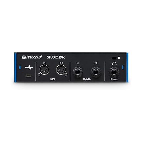  PreSonus Studio 24c USB-C Audio Interface with 2 XMAX-L Preamps, Headphone Output, and MIDI Input/Output with Pair of EMB XLR Cable and Gravity Mobile Bracket