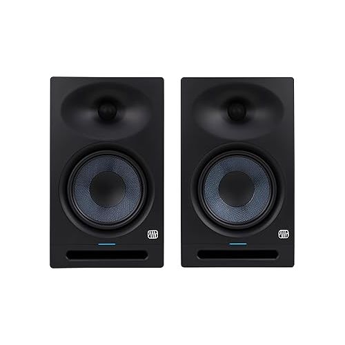  PreSonus Eris Studio 8 8-inch 2-Way Active Studio Monitors with EBM Waveguide Bundle with Stereo Breakout Cable, XLR Cable, and Austin Bazaar Polishing Cloth