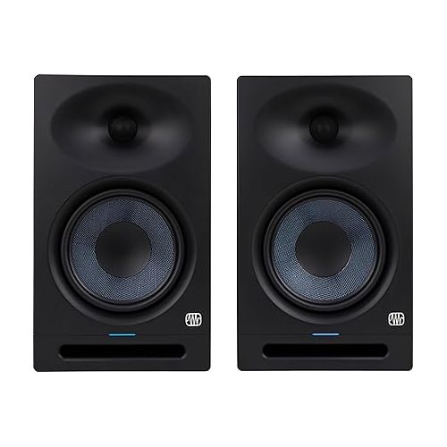  PreSonus Eris Studio 8 8-inch 2-Way Active Studio Monitors with EBM Waveguide Bundle with Stereo Breakout Cable, XLR Cable, and Austin Bazaar Polishing Cloth