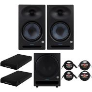 Presonus Eris Studio 8 8-inch Low-Frequency Transducer Active Studio Monitor Bundle with 1/4-Inch TRS Cables, 1/4-Inch TRS to XLR Male, Studio Subwoofer, and Speakers Isolation Pads (8 Items)