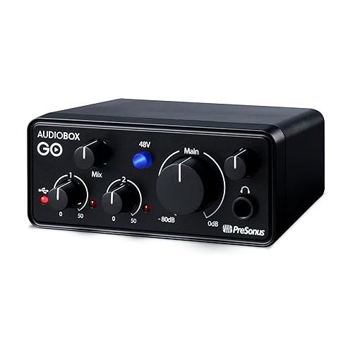  PreSonus AudioBox GO | USB-C Audio Interface for music production with Studio One Prime Software and Virtual Instruments with LyxPro Condenser Microphone