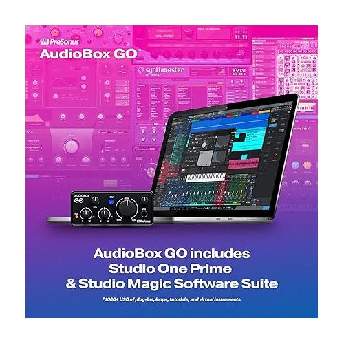  PreSonus AudioBox GO | USB-C Audio Interface for music production with Studio One Prime Software and Virtual Instruments with LyxPro Condenser Microphone