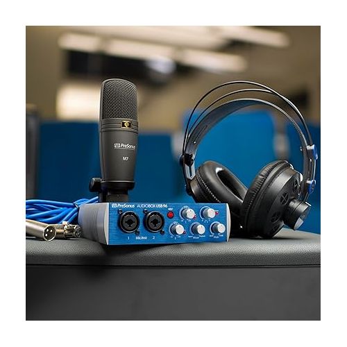  PreSonus AudioBox 96 Studio USB 2.0 Recording Bundle with Interface, Headphones, Microphone and Studio One software
