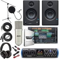 PreSonus Studio 24c 2x2 USB Type-C Audio/MIDI Interface w/Eris 3.5 Pair Studio Monitors and 1/4” TRS to TRS Instrument Cable and LyxPro Recording Bundle