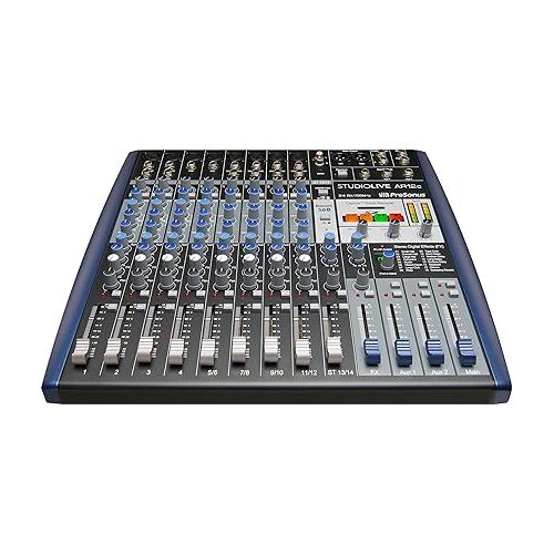  PreSonus StudioLive AR12c USB-C 14-Channel Hybrid Performance and Recording Mixer Bundle with Headphone, 2 XLR Cable, 2 TRS Cable, 2 Quarter-Inch Jack Cable and Polishing Cloth