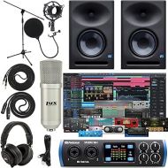 PreSonus Studio 24c 2x2 USB Type-C Audio/MIDI Interface with Eris E7 XT Pair 2-Way Studio Monitors with EBM Wave Guide Design and 1/4” Instrument Cable