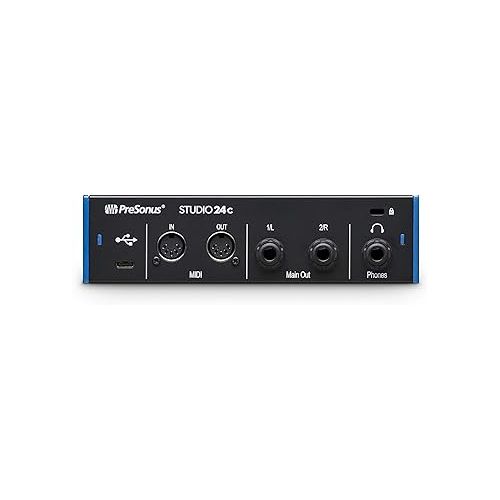  PreSonus Studio 24c 2x2 USB Type-C Audio/MIDI Interface with Eris E7 XT Pair 2-Way Studio Monitors with EBM Wave Guide Design and 1/4” Instrument Cable