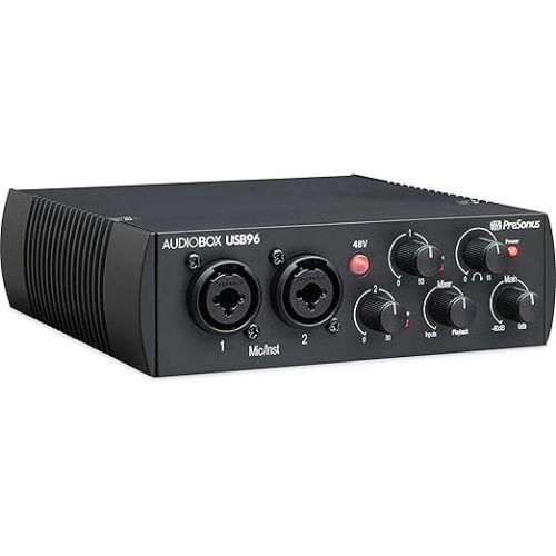  PreSonus AudioBox USB 96 Black USB Audio Interface 2-Channel 24-bit/96kHz USB 2.0 Recording with 2 Instrument/Microphone Preamps with Gravity Magnet Phone Holder and EMB XLR and 1/4