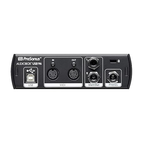  PreSonus AudioBox USB 96 Black USB Audio Interface 2-Channel 24-bit/96kHz USB 2.0 Recording with 2 Instrument/Microphone Preamps with Gravity Magnet Phone Holder and EMB XLR and 1/4