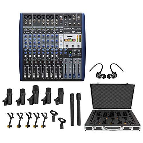  PRESONUS StudioLive SLM AR12C 12 Channel USB Recording Mixer+Drum Mics+Earbuds