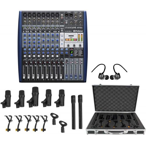  PRESONUS StudioLive SLM AR12C 12 Channel USB Recording Mixer+Drum Mics+Earbuds