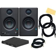 PreSonus Eris E8 8-Inch 2-Way Active Studio Monitor Pair Bundle with Isolation Pads, TRS Cables, and Austin Bazaar Polishing Cloth