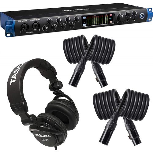  PreSonus Studio 1824c 18x20, 192 kHz, USB-C Audio Interface, 8 Mic Pres-10 Line Outs-ADAT + Mixing Headphone with Pair of EMB XLR Cable Bundle (1824C-TH02-EMBXLR)