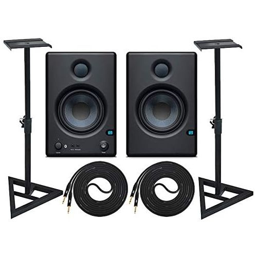  Presonus Eris 4.5 BT Pair Studio Bluetooth Monitors and 1/4” TRS to TRS Instrument Cable and Ultimate Support Stands