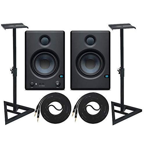  Presonus Eris 4.5 BT Pair Studio Bluetooth Monitors and 1/4” TRS to TRS Instrument Cable and Ultimate Support Stands