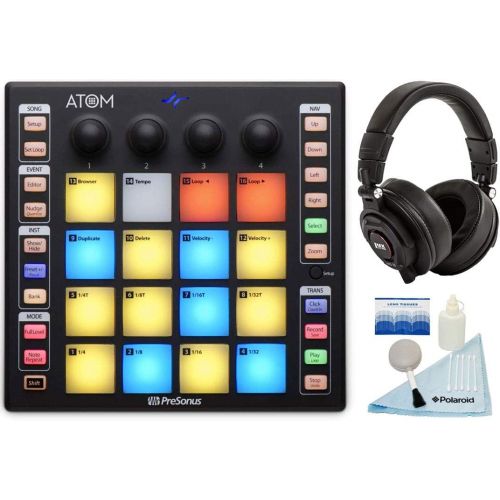  PreSonus ATOM MIDI, Audio, Portable Production and Performance Pad Controller w/Professional Studio Recording Headphones